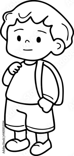 Cartoon Cute Kids Go To School Illustration Coloring Book