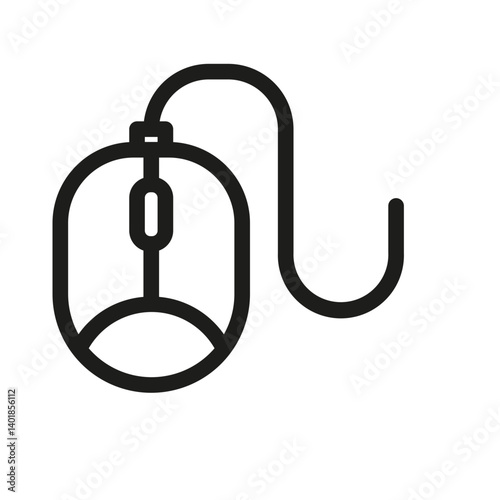 A wired computer mouse for navigation and control.