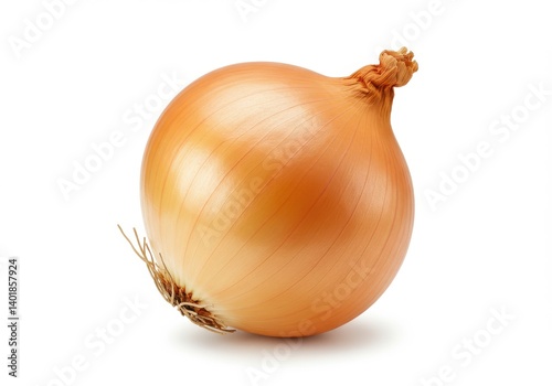 Wallpaper Mural Isolated single golden onion with dry roots and stem on a white background in a studio shot Torontodigital.ca