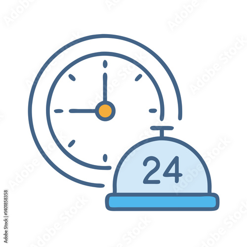24-Hour Clock for Guest Services Icon Design
