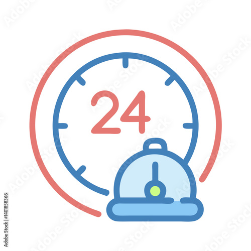 24-Hour Clock for Guest Services Icon Design