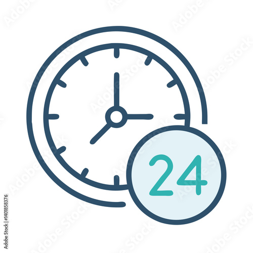 24-Hour Clock for Guest Services Icon Design