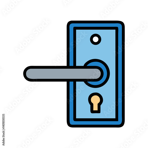Hotel Room Door with Key Slot Icon Design