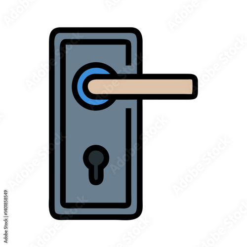 Hotel Room Door with Key Slot Icon Design