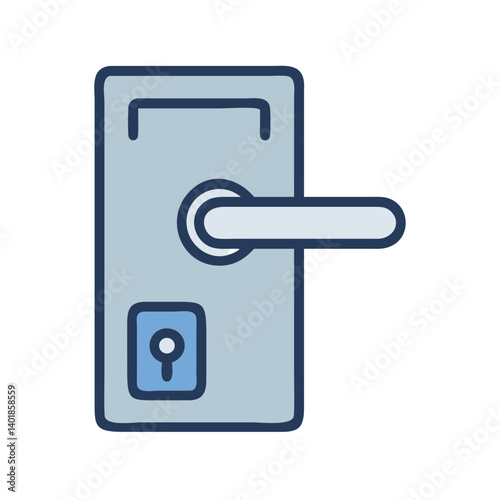 Hotel Room Door with Key Slot Icon Design