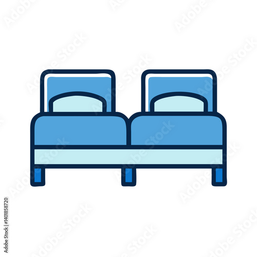 Twin Beds with Shared Headboard Icon Design