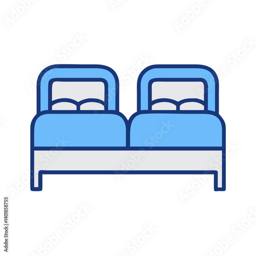 Twin Beds with Shared Headboard Icon Design