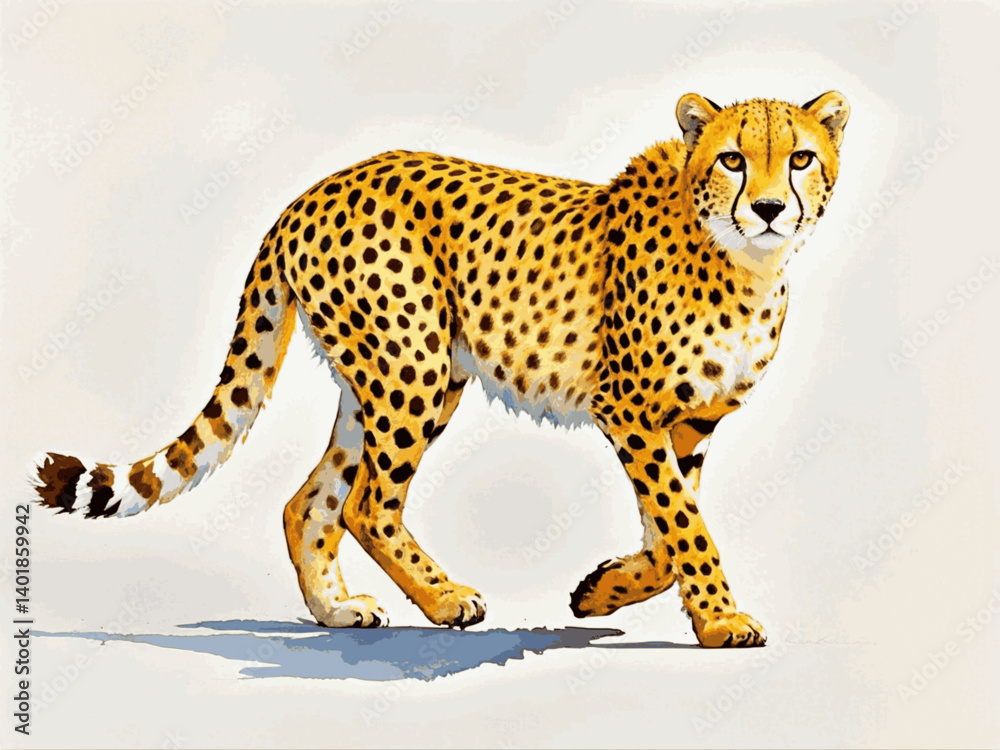 Savannah silhouettes cheetah isolated watercolor vector illustration svg 