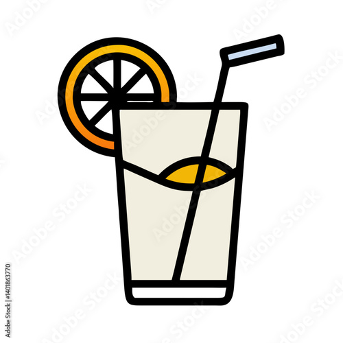 Lemonade Drink with Citrus Slice Icon Design