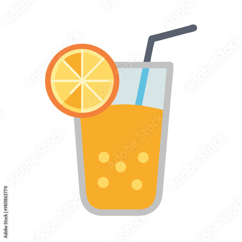 Lemonade Drink with Citrus Slice Icon Design