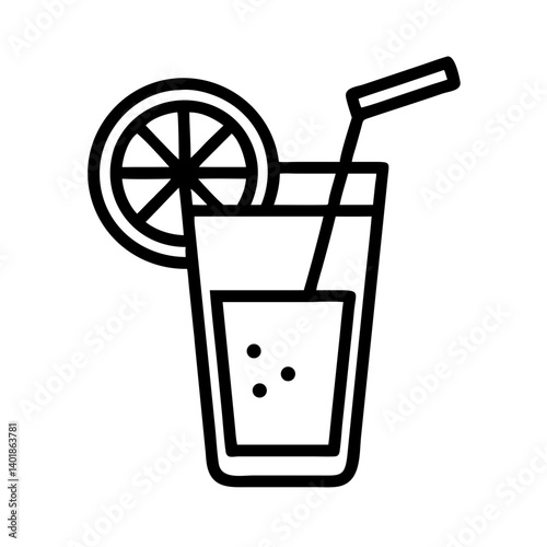 Lemonade Drink with Citrus Slice Icon Design