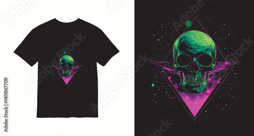 Graffiti skull graphic vector t-shirt design	
