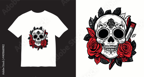 Graffiti skull graphic vector t-shirt design	
