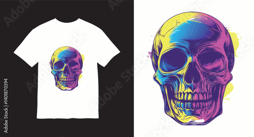 Graffiti skull graphic vector t-shirt design	
