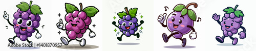 cute cartoon grape vector set