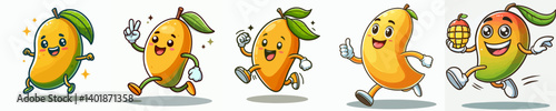 cute mango cartoon vector set