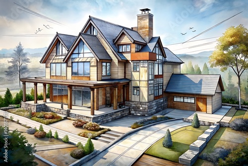house building sketch architectural