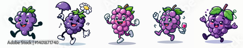 cute cartoon grape vector set