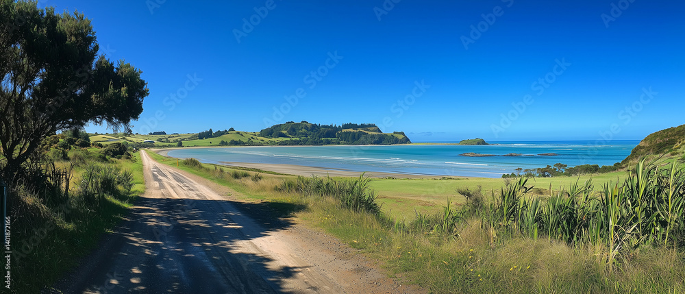 custom made wallpaper toronto digitalPanoramic view of coastal road and clear blue sky