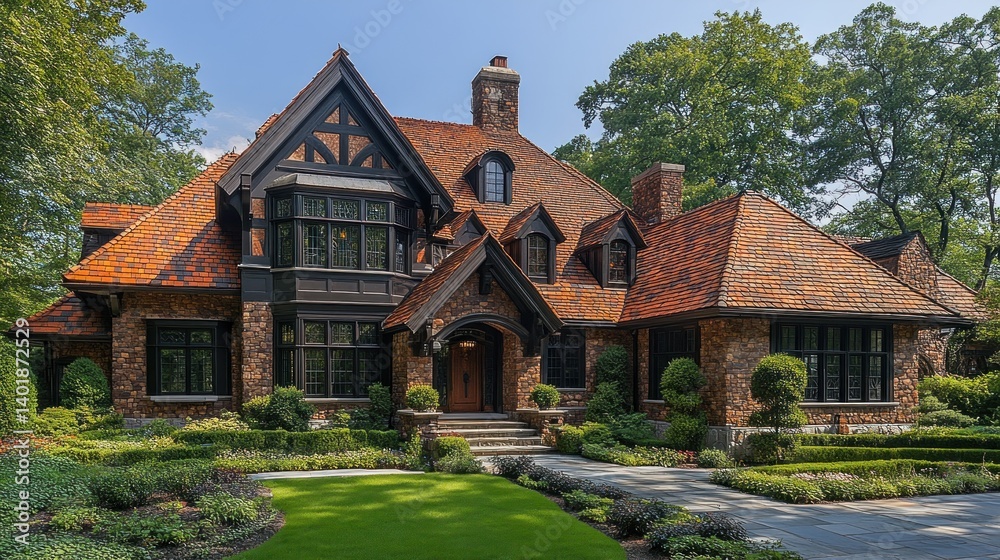 Majestic Tudor-Style Mansion: A Picturesque Estate Majestic Tudor-Style Mansion: A Picturesque Estate