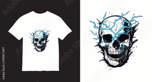 Graffiti skull graphic vector t-shirt design	
