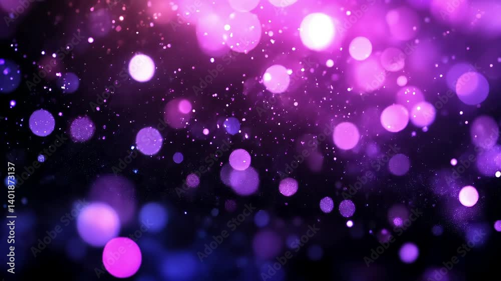purple bokeh particles floating in soft dreamy light against dark backdrop purple bokeh particles floating in soft dreamy light against dark backdrop