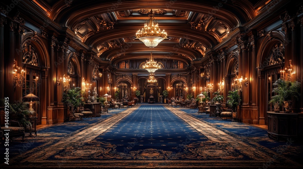 Obraz premium Grand Hallway of Opulence: A Luxurious Interior
