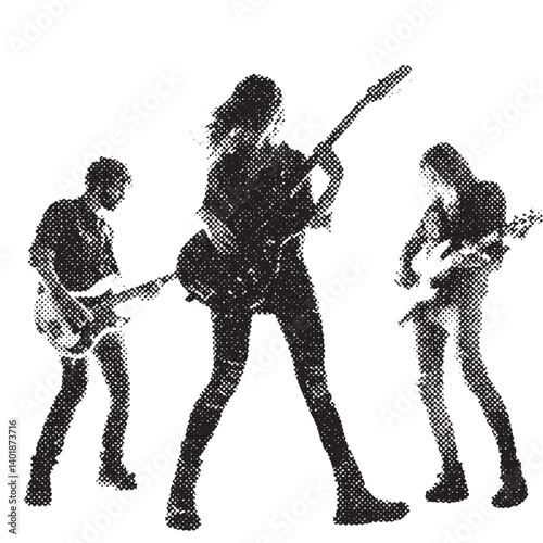 Rock band halftone grunge vector design element