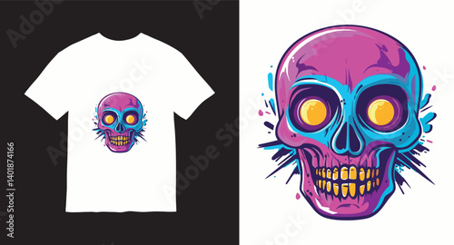 Graffiti skull graphic vector t-shirt design	
