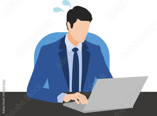 Fototapeta Naklejka Na Ścianę i Meble -  仕事に失敗して急いで対応するビジネスマンのイラスト