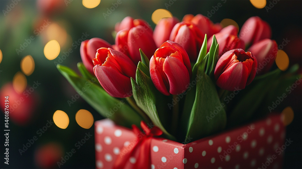 Fototapeta premium spring flowers in a box