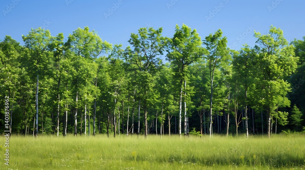 Obraz premium Successful reforestation project once barren land now full of wildlife and greenery