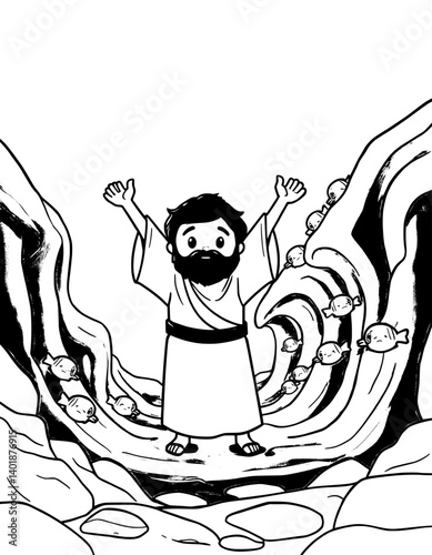 Moses parting red sea cartoon