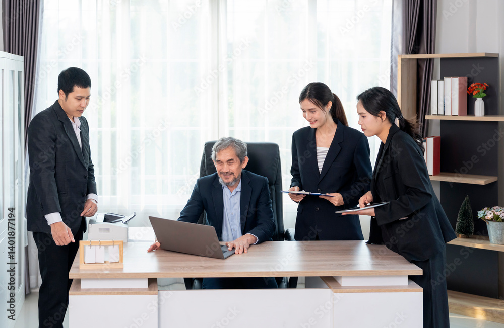 cheerful senior boss during business meeting,employees having conference in boardroom,conversation,consulting,discussing cheerful senior boss during business meeting,employees having conference in boardroom,conversation,consulting,discussing
