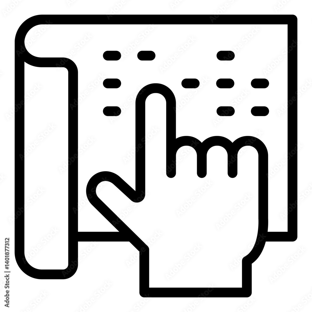 Fototapeta premium Braille reading board outline icon for the visually impaired