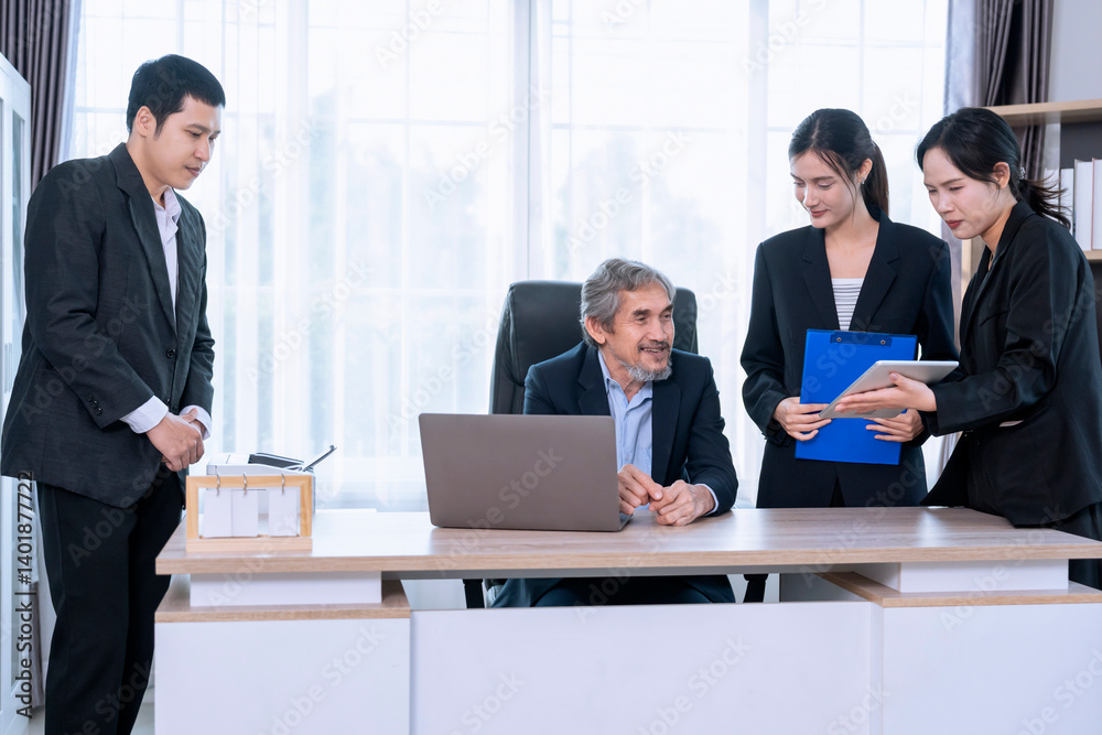 successful senior boss during business meeting,employees having conference in boardroom,conversation,consulting,discussing successful senior boss during business meeting,employees having conference in boardroom,conversation,consulting,discussing