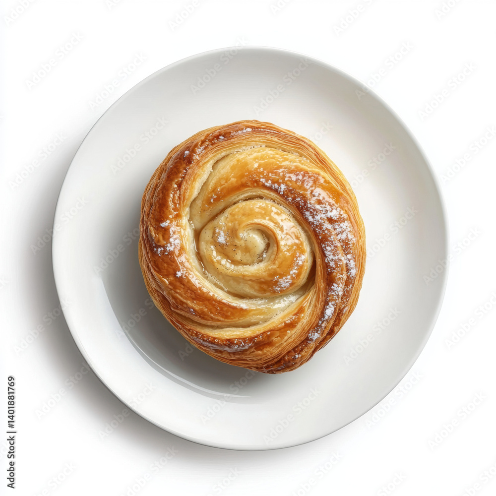 Fototapeta premium Fresh baked pastries and sweet buns on a plate