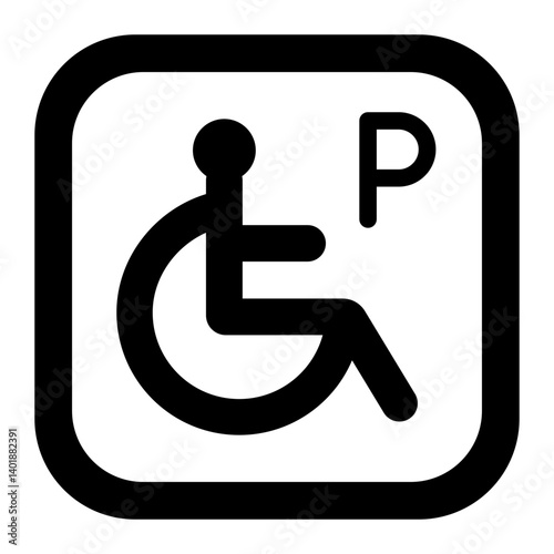 handicap parking glyph icon for disability people