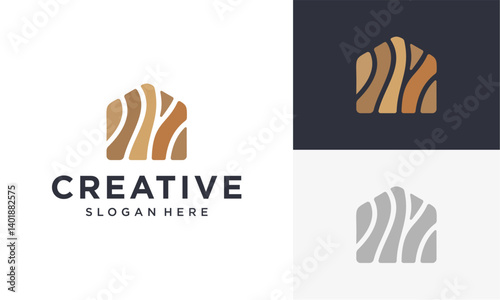 wooden house vector logo