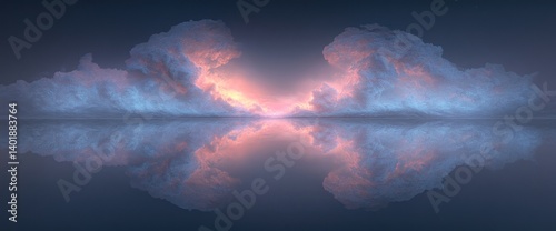 Heavenly Reflection: A Serene Panorama of Clouds and Water