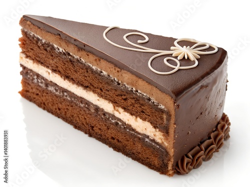 Decadent Chocolate Layer Cake Slice with Creamy Filling