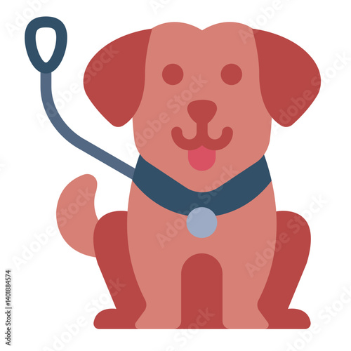 guide dog flat icon for assisting visually impaired