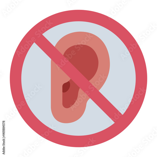 no hearing or deaf flat icon for disability community