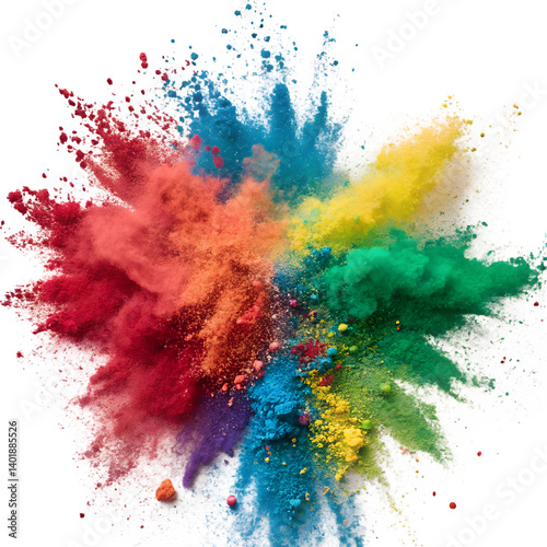holi paint color powder explosion colorful on transparent background