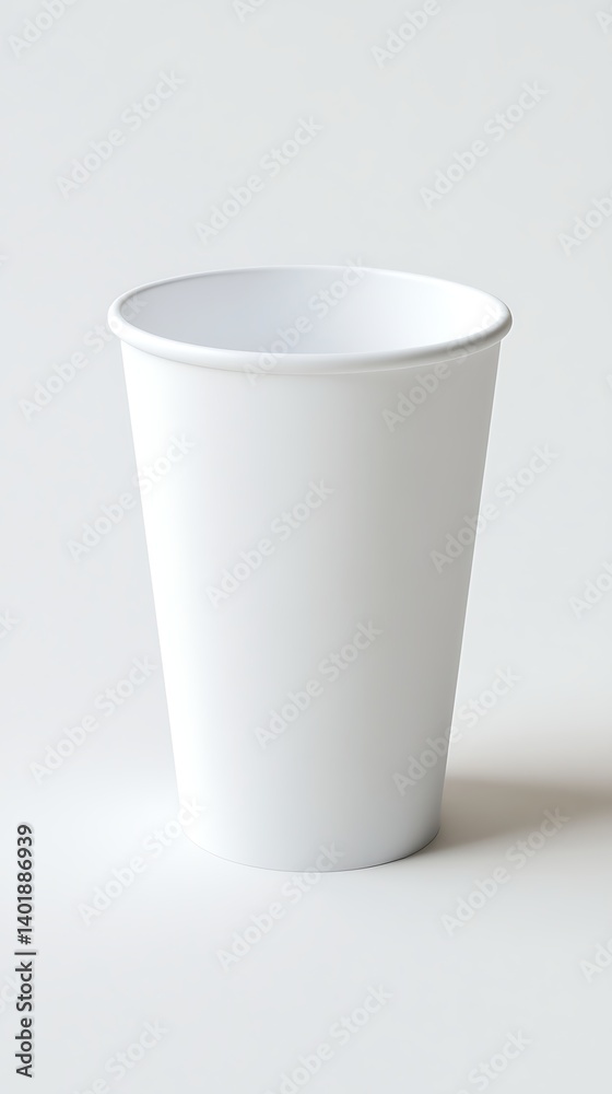 Empty white disposable cup on plain background Empty white disposable cup on plain background