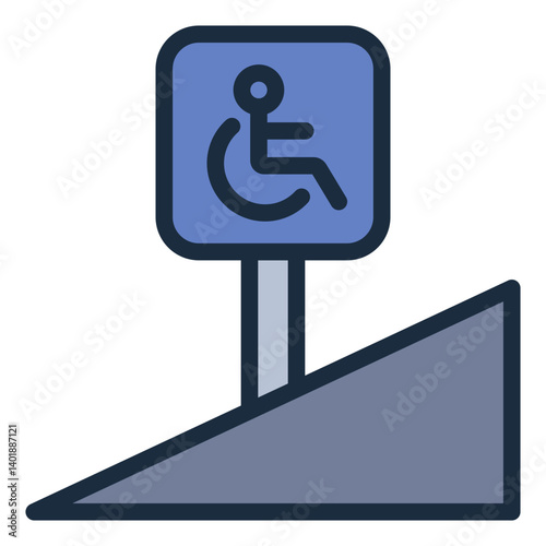 wheelchair ramp filled line icon for building accessibility