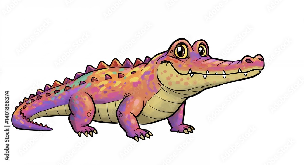 Obraz premium Cartoon crocodile illustration for children kids
