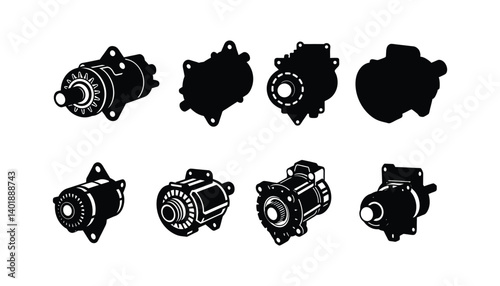 starter motor silhouette vector illustration.