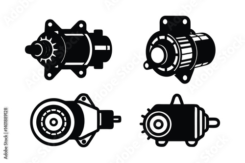 starter motor silhouette vector illustration.
