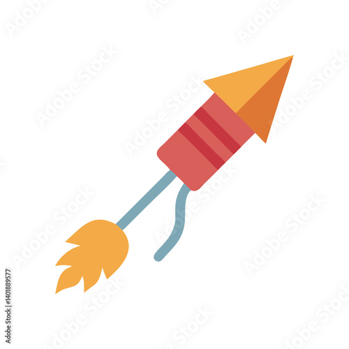 Toy Rocket with Flame Trail Icon Design